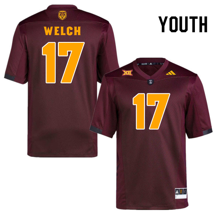 Youth #17 Laterrence Welch Arizona State Sun Devils College Football Jerseys Stitched-Maroon